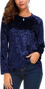 img 3 attached to 💃 Velvet T-Shirt for Women: Casual Long Sleeve Vintage Top