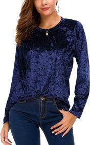 img 4 attached to 💃 Velvet T-Shirt for Women: Casual Long Sleeve Vintage Top