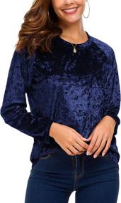 img 1 attached to 💃 Velvet T-Shirt for Women: Casual Long Sleeve Vintage Top