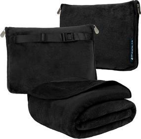 img 4 attached to 🛏️ PRACTICOVARIO Travel Blanket and Pillow Set: Dual Zipper, Clip-On Buckle, Warm Fleece Combo for Airplane, Camping, Car - Large, Compact & Convenient 60x43 Black Blanket