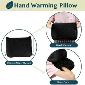 img 2 attached to 🛏️ PRACTICOVARIO Travel Blanket and Pillow Set: Dual Zipper, Clip-On Buckle, Warm Fleece Combo for Airplane, Camping, Car - Large, Compact & Convenient 60x43 Black Blanket