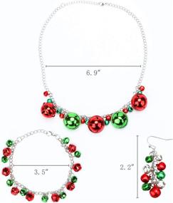 img 2 attached to 🎄 Christmas Jingle Bells Jewelry Set - Necklace, Bracelet, Earrings - Holiday Stocking Stuffers for Women and Girls