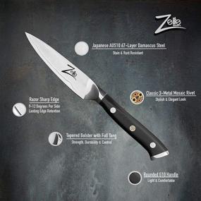 img 1 attached to Нож для чистки Zelite Infinity 4 дюйма - серия Alpha-Royal, японская сталь AUS-10 Super Steel Damascus - бритвенно острое, долговечное лезвие
