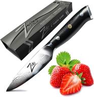 нож для чистки zelite infinity 4 дюйма - серия alpha-royal, японская сталь aus-10 super steel damascus - бритвенно острое, долговечное лезвие логотип