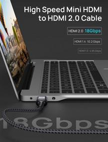 img 1 attached to 🔌 JSAUX Mini HDMI to HDMI Cable 6.6FT - Aluminum Shell, High Speed 4K 60Hz HDMI 2.0 Cord - Compatible with Camera, Tablet, Laptop - Grey