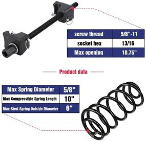 img 3 attached to 🔧 Универсальный инструмент для сжатия катушечных пружин KSP: крепления с крюком для пружин Macpherson, прочные (2 шт.) - резьба 5/8"-11, черного цвета, с головкой 13/16 дюйма и гайковертом 1/2 дюйма.