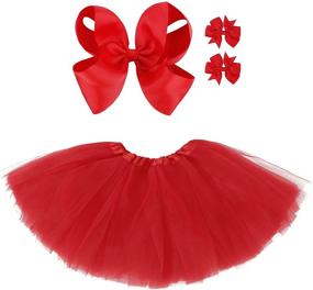 img 4 attached to 👗 Kid's 4 Layered Tulle Tutu Princess Ballet Dress & Hairbow - Tutu Skirt for Girls