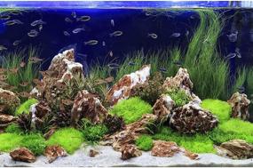 img 2 attached to 🐠 Haiabei 4 Pack Aquarium Fake Grass Mat Fish Tank Artificial Turf Aquatic Grass Plastic Lawn 10 inches Square Landscape Green Plant with 16 Suction Cups for Saltwater Freshwater Tropical Fish Tank Decoration