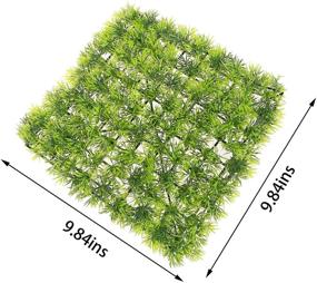 img 3 attached to 🐠 Haiabei 4 Pack Aquarium Fake Grass Mat Fish Tank Artificial Turf Aquatic Grass Plastic Lawn 10 inches Square Landscape Green Plant with 16 Suction Cups for Saltwater Freshwater Tropical Fish Tank Decoration