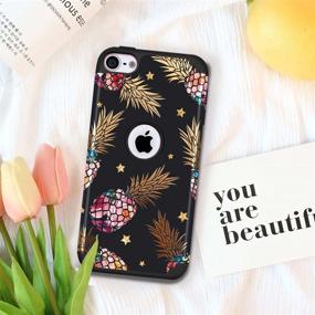 img 3 attached to 🍍 Vibrant Pineapple & Star Pattern iPod Cases for Teens | Slim & Protective iPod Touch 5/6/7th Gen Covers by Fingic - Floral Pineapple/Black & Gold Shinny Star Design