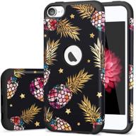 🍍 vibrant pineapple & star pattern ipod cases for teens | slim & protective ipod touch 5/6/7th gen covers by fingic - floral pineapple/black & gold shinny star design logo