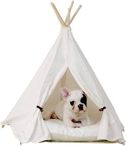 img 4 attached to 🐶 Little Dove Pet Teepee Dog - Cozy and Chic Hideaway for Your Furry Friend