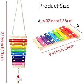 img 3 attached to 🌈 Деревянная ксилофонная игрушка Vehomy для кур в радужных цветах - деревянный ксилофон с 8 металлическими клавишами и интегрированной игрушкой для кур & шлифовальным камнем для курятников