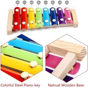 img 2 attached to 🌈 Rainbow-Colored Vehomy Chicken Xylophone Toy - Wooden Xylophone with 8 Metal Keys and Integrated Pecking Toy & Grinding Stone for Chicken Coops