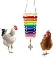 🌈 rainbow-colored vehomy chicken xylophone toy - wooden xylophone with 8 metal keys and integrated pecking toy & grinding stone for chicken coops logo