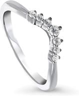 💍 berricle rhodium plated sterling silver round cz wishbone curved band with 7-stone cubic zirconia - perfect for weddings logo