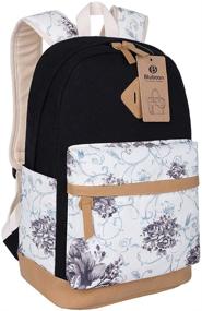 img 2 attached to 🎒 BLUBOON Canvas School Backpack Set for Teen Girls, Bookbag for Women, Laptop Backpack with Lunch Tote Bag and Purse (Floral Black)