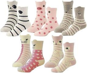 img 4 attached to Kids Toddler Big Little Girls Fashion Cotton Crew Cute Socks - 5 Pairs by Hzcojulo