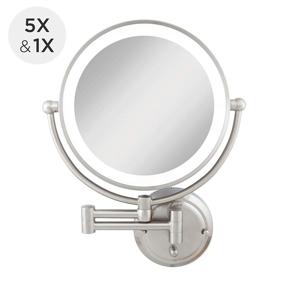 img 3 attached to Zadro Extra Large Premium Glamour Dual-Sided 5X/1X Magnification 💄 Wall Mount 12-inch Dimmable Bathroom Makeup Mirror in Satin Nickel
