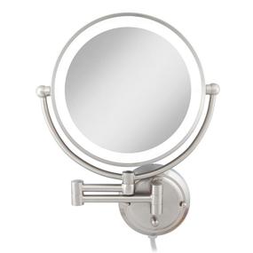 img 4 attached to Zadro Extra Large Premium Glamour Dual-Sided 5X/1X Magnification 💄 Wall Mount 12-inch Dimmable Bathroom Makeup Mirror in Satin Nickel