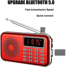 img 2 attached to 📻 Portable AM FM Radio with Bluetooth Speaker, SD Card Player, MP3 Player, Headphone Socket, Auto Scan Save, Rechargeable Battery Transistor Radio (Red)