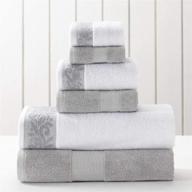 👑 premium modern threads 600 gsm 6-piece towel set: luxurious silver with filgree jacquard border logo