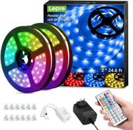 🌈 enhance your space with lepro 50ft led strip light: ultra-long rgb 5050 led strips - remote controlled - color changing tape light - etl listed adapter - suitable for bedroom, room, kitchen, bar (2 x 24.6ft) логотип