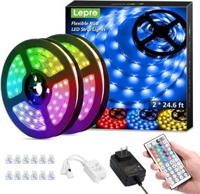 img 4 attached to 🌈 Enhance Your Space with Lepro 50ft LED Strip Light: Ultra-Long RGB 5050 LED Strips - Remote Controlled - Color Changing Tape Light - ETL Listed Adapter - Suitable for Bedroom, Room, Kitchen, Bar (2 X 24.6FT)