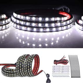 img 2 attached to 💡 Waterproof LED Truck Bed Strip Lights - 3Pcs 60 Inch White MNJ Motor Light Strip with On-Off Switch, Fuse Splitter Cable - Compatible with Trucks, Jeeps, Pickups, RVs, SUVs, Vans, Cargo Boats, and More