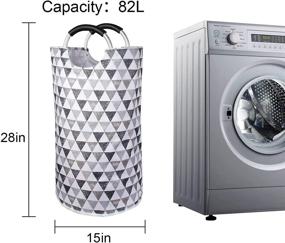 img 3 attached to 🧺 Dalykate Oxford Fabric Laundry Hamper - Large 82L Capacity, Collapsible Clothes Basket with Handles. Waterproof Washing Bin for College Dorms and Families. Portable & Foldable Clothes Storage Bag for Dirty Laundry