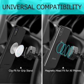 img 1 attached to 🚗 Miracase Upgrade 2-in-1 Magnetic Clip Car Phone Mount - Air Vent Phone Holder for Car, Compatible with iPhone X, Xs Max, XR, 8 Plus, 7 Plus, Galaxy S20, S10, S9, Google and More