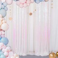 ✨ shinybeauty sequin backdrop curtains: iridescent white glitter, 2 panels for parties and weddings logo