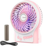 🔋 easyacc rechargeable battery fan: 2600mah table fan with adjustable 3 speeds, internal & side light - perfect handheld mini usb fan for traveling & camping, pink logo