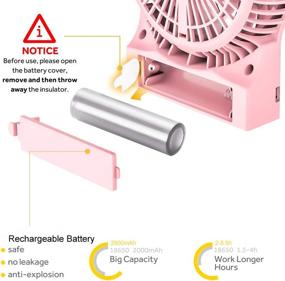 img 3 attached to 🔋 EasyAcc Rechargeable Battery Fan: 2600mAh Table Fan with Adjustable 3 Speeds, Internal & Side Light - Perfect Handheld Mini USB Fan for Traveling & Camping, Pink