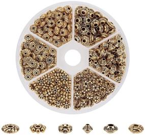 img 4 attached to 💫 PH PandaHall 300pcs Antique Golden Spacer Beads, 6 Style Tibetan Metal Jewelry Beads for Bracelet Necklace – Jewelry Making Supplies (5.5-6.5mm)