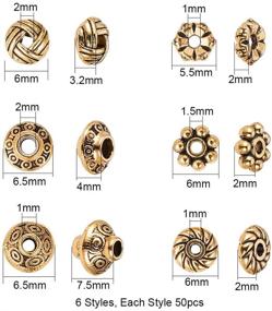 img 3 attached to 💫 PH PandaHall 300pcs Antique Golden Spacer Beads, 6 Style Tibetan Metal Jewelry Beads for Bracelet Necklace – Jewelry Making Supplies (5.5-6.5mm)