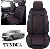 yiertai 2008-2022 toyota tundra car seat covers front seats only fit for crew double extended cab regular cab pickup truck waterproof faux leather seat cushions(2 pcs front only/black-red) logo