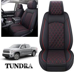 img 4 attached to YIERTAI 2008-2022 Toyota Tundra Car Seat Covers Front Seats Only Fit For Crew Double Extended Cab Regular Cab Pickup Truck Waterproof Faux Leather Seat Cushions(2 PCS Front Only/Black-Red)