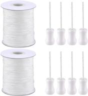 sayaya 2 roll 1.8 mm braided lift shade cord for aluminum blind shade, gardening plant and crafts - 55 yards/roll with 8 pieces wood pendant (white) logo