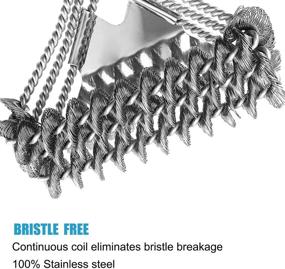 img 2 attached to 🔥 Stainless Steel BBQ Grill Cleaning Brush – Bristle-Free Grill Brush and Scraper for Gas, Charcoal, and Porcelain Grills – Safe Grill Grate Cleaner