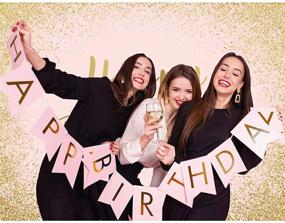 img 2 attached to 🎉 Stunning Allenjoy 7x5ft Pink and Rose Gold Happy Birthday Backdrop - Perfect Decoration for Women's or Girls' Glittery Bday Party - Create Unforgettable Photobooth Moments!