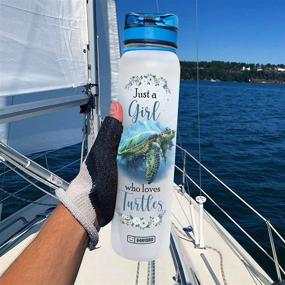 img 3 attached to 🐢 Stay Hydrated and Motivated with the 64HYDRO 32oz 1Liter Motivational Water Bottle featuring Time Marker and Ocean Sea Turtle Design - Perfect for Turtl Lovers!