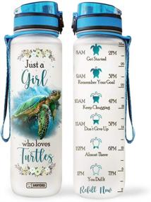 img 4 attached to 🐢 Stay Hydrated and Motivated with the 64HYDRO 32oz 1Liter Motivational Water Bottle featuring Time Marker and Ocean Sea Turtle Design - Perfect for Turtl Lovers!