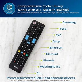 img 1 attached to 📱 Samsung Replacement Remote by Philips 4 Device - Universal Remote Control Compatible for Roku, Apple TV, Smart TV, Soundbar, Streaming Player, Blu Ray, DVD, DVR - Black (SRP4319S/27)