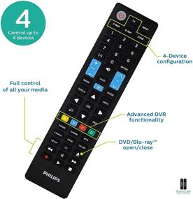 img 4 attached to 📱 Samsung Replacement Remote by Philips 4 Device - Universal Remote Control Compatible for Roku, Apple TV, Smart TV, Soundbar, Streaming Player, Blu Ray, DVD, DVR - Black (SRP4319S/27)