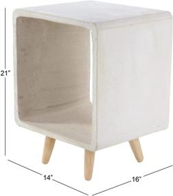 img 3 attached to 🪑 Deco 79 Fiber Clay and Wood Accent Table - White/Lightbrown, 16" x 21" - Stylish Furniture for Modern Interiors!