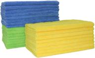 🌈 pack of 18 polyte microfiber cleaning towels, 16x24 in, in blue, green, and yellow logo