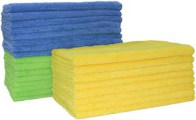 img 4 attached to 🌈 Pack of 18 Polyte Microfiber Cleaning Towels, 16x24 in, in Blue, Green, and Yellow