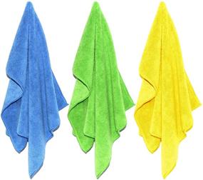 img 3 attached to 🌈 Pack of 18 Polyte Microfiber Cleaning Towels, 16x24 in, in Blue, Green, and Yellow