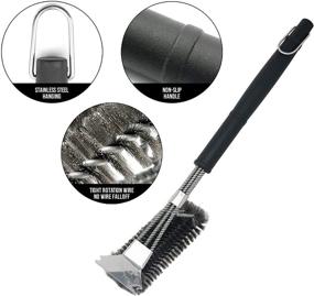 img 1 attached to 🔥 ELK Grill Brush and Scraper BBQ Brush Set - Safe 17" Stainless Steel 3-in-1 Bristle Grill Cleaning Brush for Weber and All Grates - BBQ Tools and Grill Accessories